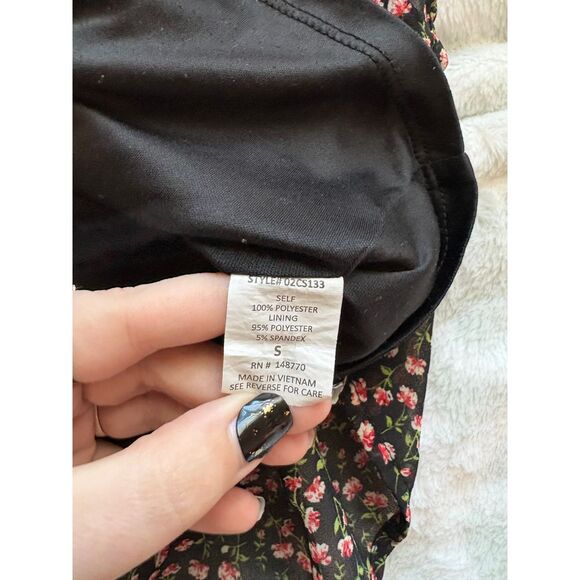 Sienna Sky Black Floral Layered Drawstring Chiffon Skirt - Picture 6 of 7